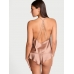 Піжама Сатинова Victoria’s Secret Satin Open-Back Cami & Shorts Set, Світло-коричнева