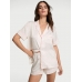 Піжама Сатин Victoria’s Secret Glazed Satin Short Pajama Set, Біла з лого VS
