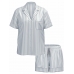 Піжама Сатин Victoria’s Secret Glazed Satin Short Pajama Set, Блакитна смужка