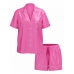 Піжама Сатин Victoria’s Secret Glazed Satin Short Pajama Set, Яскраво-рожева