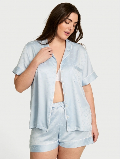 Піжама Сатин Victoria’s Secret Glazed Satin Short Pajama Set, Blue Butterfly