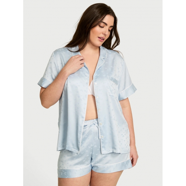 Піжама Сатин Victoria’s Secret Glazed Satin Short Pajama Set, Blue Butterfly
