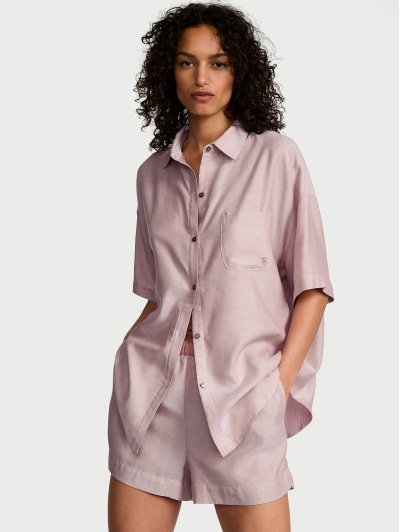 Піжама Victoria's Secret Cotton-Modal Short Pajama Set, Rose Herringbone