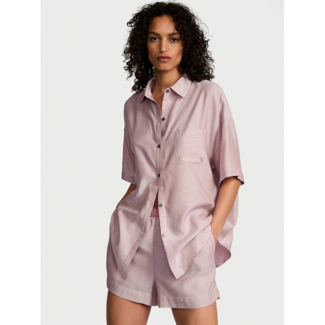 Піжама Victoria's Secret Cotton-Modal Short Pajama Set, Rose Herringbone
