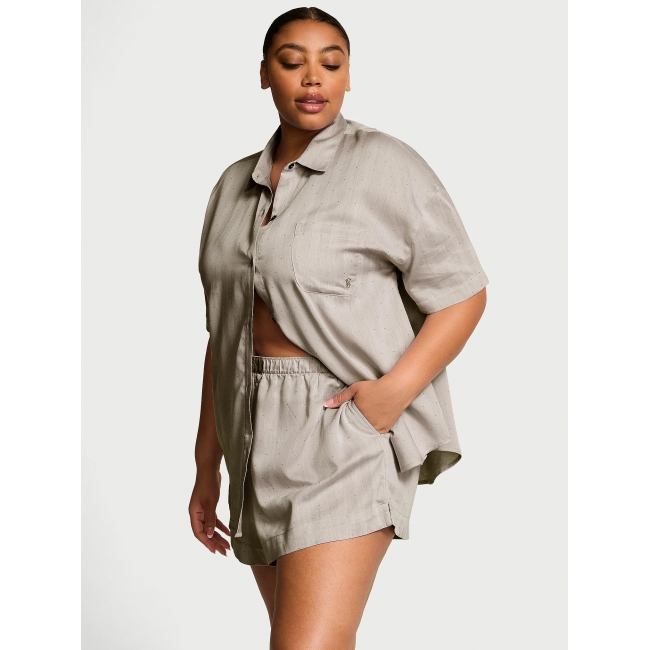 Піжама Victoria's Secret Cotton-Modal Short Pajama Set, Dove Herringbone