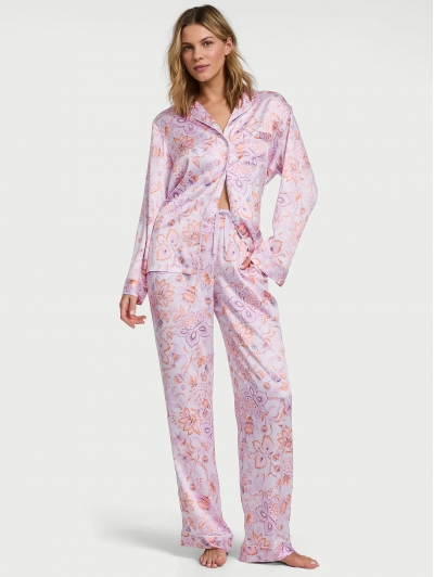 Піжама Сатин Victoria’s Secret Satin Long Pajama Set, Violet Floral