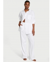 Піжама Victoria’s Secret Modal-Cotton Striped Long Pajama Set, Біла