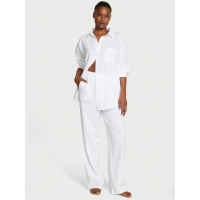 Піжама Victoria’s Secret Modal-Cotton Striped Long Pajama Set, Біла