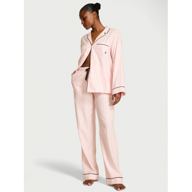 Піжама Victoria's Secret Flannel Long PJ Set, Рожева смужка