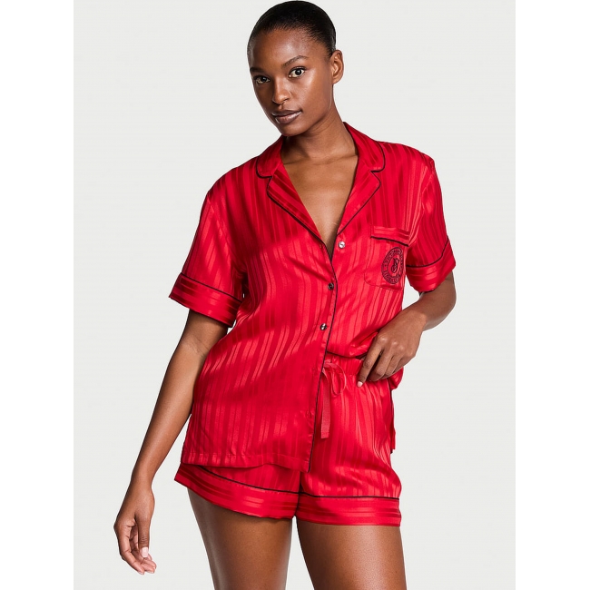 Піжама Сатин Victoria’s Secret Glazed Satin Short Pajama Set, Червона