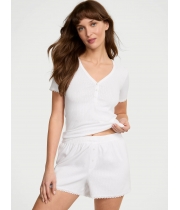 Піжама Victoria’s Secret Modal Henley Tee & Boxer Short Set, Біла