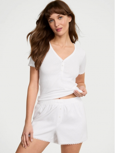 Піжама Victoria’s Secret Modal Henley Tee & Boxer Short Set, Біла