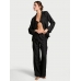 Піжама Сатин Victoria’s Secret Glazed Satin Long Pajama Set, Black Stripe Jacquard