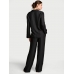 Піжама Сатин Victoria’s Secret Glazed Satin Long Pajama Set, Black Stripe Jacquard
