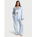 Піжама Сатин Victoria’s Secret Satin Long Pajama Set, Блакитна з метеликами