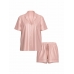 Піжама Сатин Victoria’s Secret Glazed Satin Short Pajama Set, Royal Pink Jacquard
