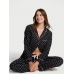 Піжама Victoria's Secret Flannel Long PJ Set, Чорна в горох