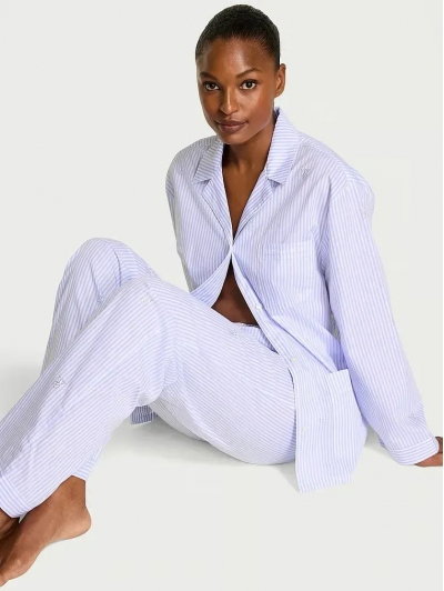 Піжама у смужку Victoria’s Secret Heritage Cotton Shine Pajama Set, Блакитна смужка