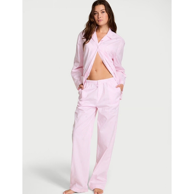 Піжама у смужку Victoria’s Secret Heritage Cotton Shine Pajama Set, Рожева смужка