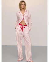 Піжама Victoria's Secret Flannel Long PJ Set, Біла у червону смужку