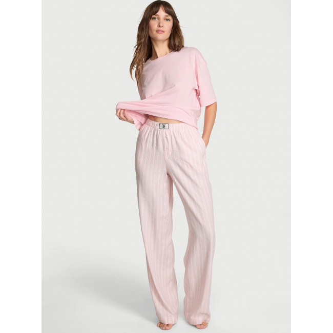 Піжама Victoria’s Secret Flannel Short-Sleeve Long Tee-Jama Set, Pretty Blossom