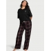 Піжама Victoria’s Secret Flannel Short-Sleeve Long Tee-Jama Set, Чорна у клітинку
