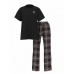 Піжама Victoria’s Secret Flannel Short-Sleeve Long Tee-Jama Set, Чорна у клітинку