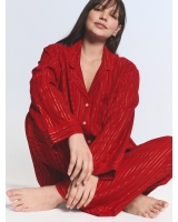 Піжама Victoria's Secret Flannel Long PJ Set, Червона у смужку