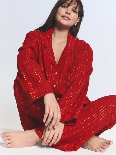 Піжама Victoria's Secret Flannel Long PJ Set, Червона у смужку