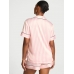Сатинова Піжама Victoria’s Secret Satin Short Pajama Set, Рожева у смужку з лого VS
