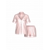 Сатинова Піжама Victoria’s Secret Satin Short Pajama Set, Рожева у смужку з лого VS