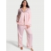 Піжама Сатинова у Рожеву Смужку Victoria’s Secret Glazed Satin Long Pajama Set, Pink Iconic Stripe