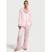 Піжама Сатин Victoria’s Secret Glazed Satin Long Pajama Set,Рожева з вишивкою