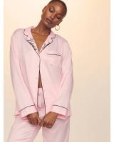 Піжама Сатин Victoria’s Secret Glazed Satin Long Pajama Set, Рожева з вишивкою