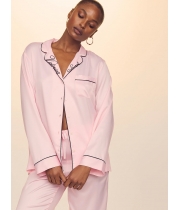 Піжама Сатин Victoria’s Secret Glazed Satin Long Pajama Set, Рожева з вишивкою