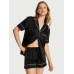 Сатинова Піжама Victoria’s Secret Signature Satin Short Pajama Set, Black Jacquard