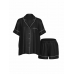 Сатинова Піжама Victoria’s Secret Signature Satin Short Pajama Set, Black Jacquard