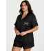 Сатинова Піжама Victoria’s Secret Signature Satin Short Pajama Set, Black with a bow