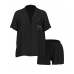 Сатинова Піжама Victoria’s Secret Signature Satin Short Pajama Set, Black with a bow