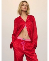 Піжама Сатин Victoria’s Secret Glazed Satin Long Pajama Set, Червона у горох