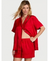 Піжама Сатин Victoria’s Secret Glazed Satin Short Pajama Set, Червона з бантами