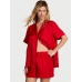 Піжама Сатин Victoria’s Secret Glazed Satin Short Pajama Set, Червона з бантами