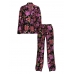 Піжама Сатин Victoria’s Secret Glazed Satin Long Pajama Set, Чорна з квітами