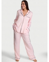 Піжама Сатинова у Рожеву Смужку Victoria’s Secret Glazed Satin Long Pajama Set, Pretty Blossom Iconic Stripes