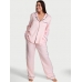 Піжама Сатинова у Рожеву Смужку Victoria’s Secret Glazed Satin Long Pajama Set, Pretty Blossom Iconic Stripes