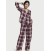 Піжама Victoria's Secret Flannel Long PJ Set, фіолетова клітина