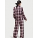 Піжама Victoria's Secret Flannel Long PJ Set, фіолетова клітина