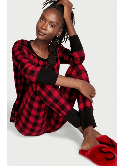 Термо піжама Victoria's Secret Thermal Long Pyjama Set, червона клітинка