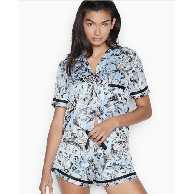 Атласна Піжамка Victoria's Secret Boxer PJ, Blue
