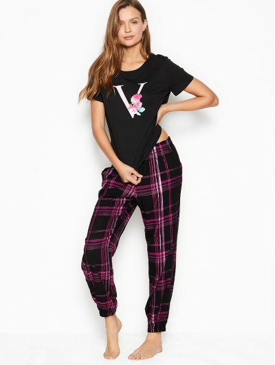 Піжама Victoria's Secret The Lounge PJ, Black V Logo